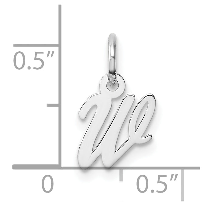 14k White Gold Small Script Letter W Initial Charm