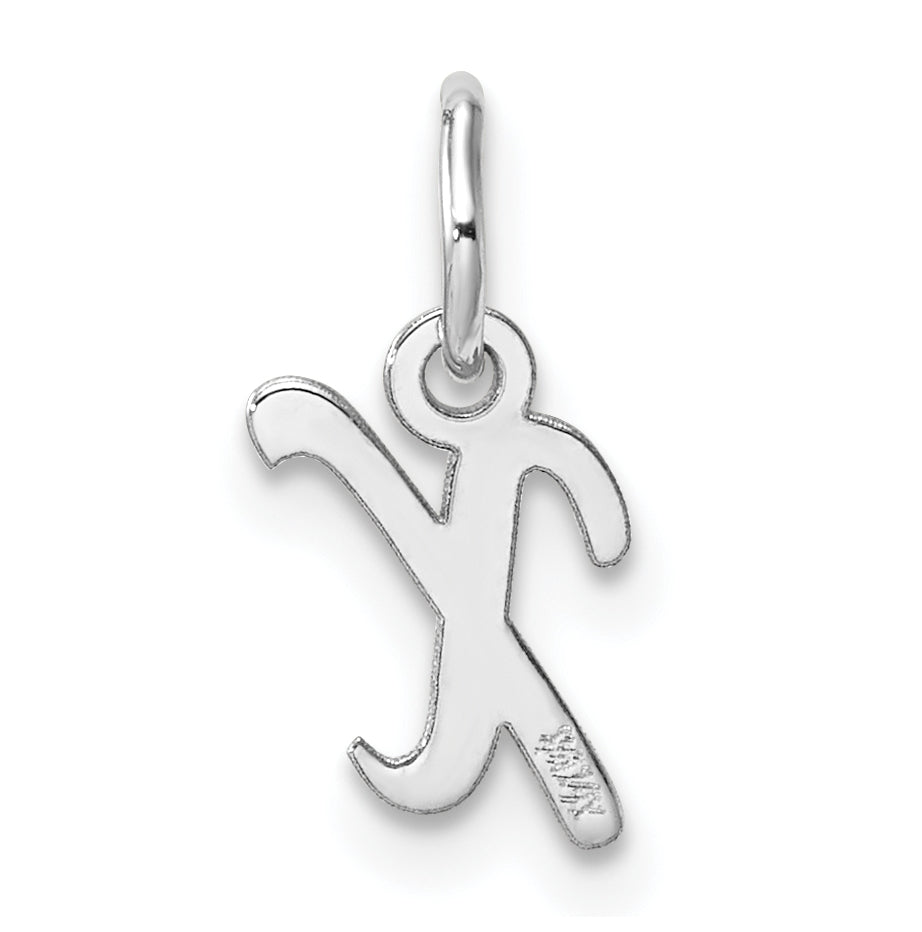 14k White Gold Small Script Letter X Initial Charm