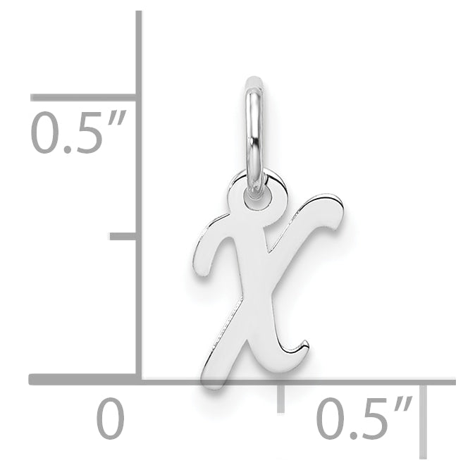 14k White Gold Small Script Letter X Initial Charm