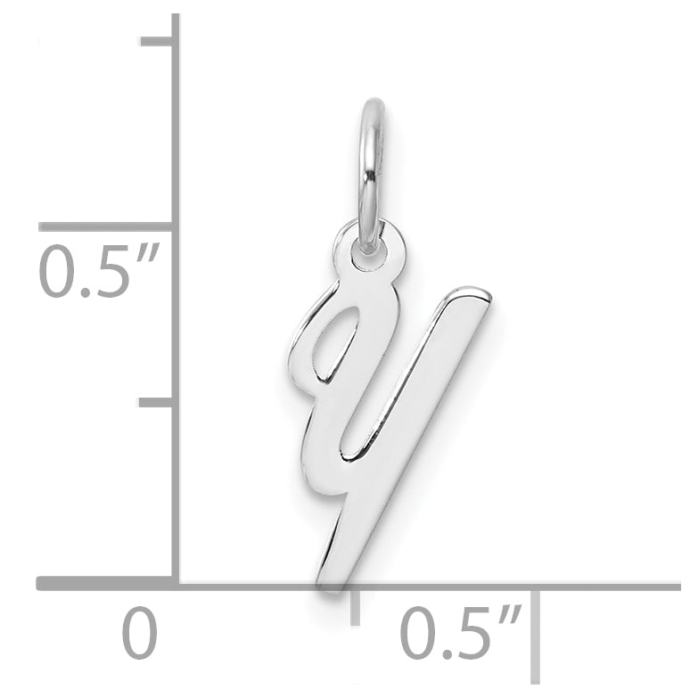 14k White Gold Small Script Letter Y Initial Charm