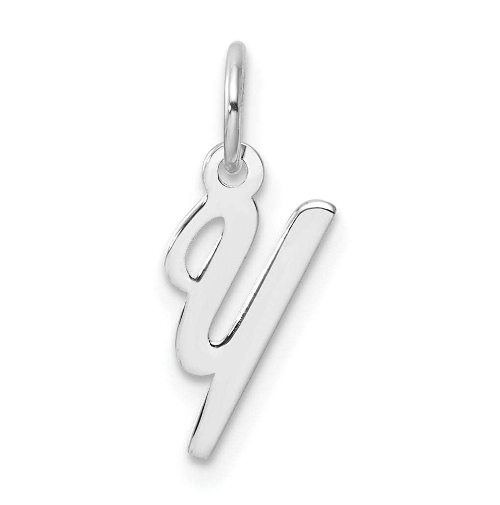 14k White Gold Small Script Letter Y Initial Charm