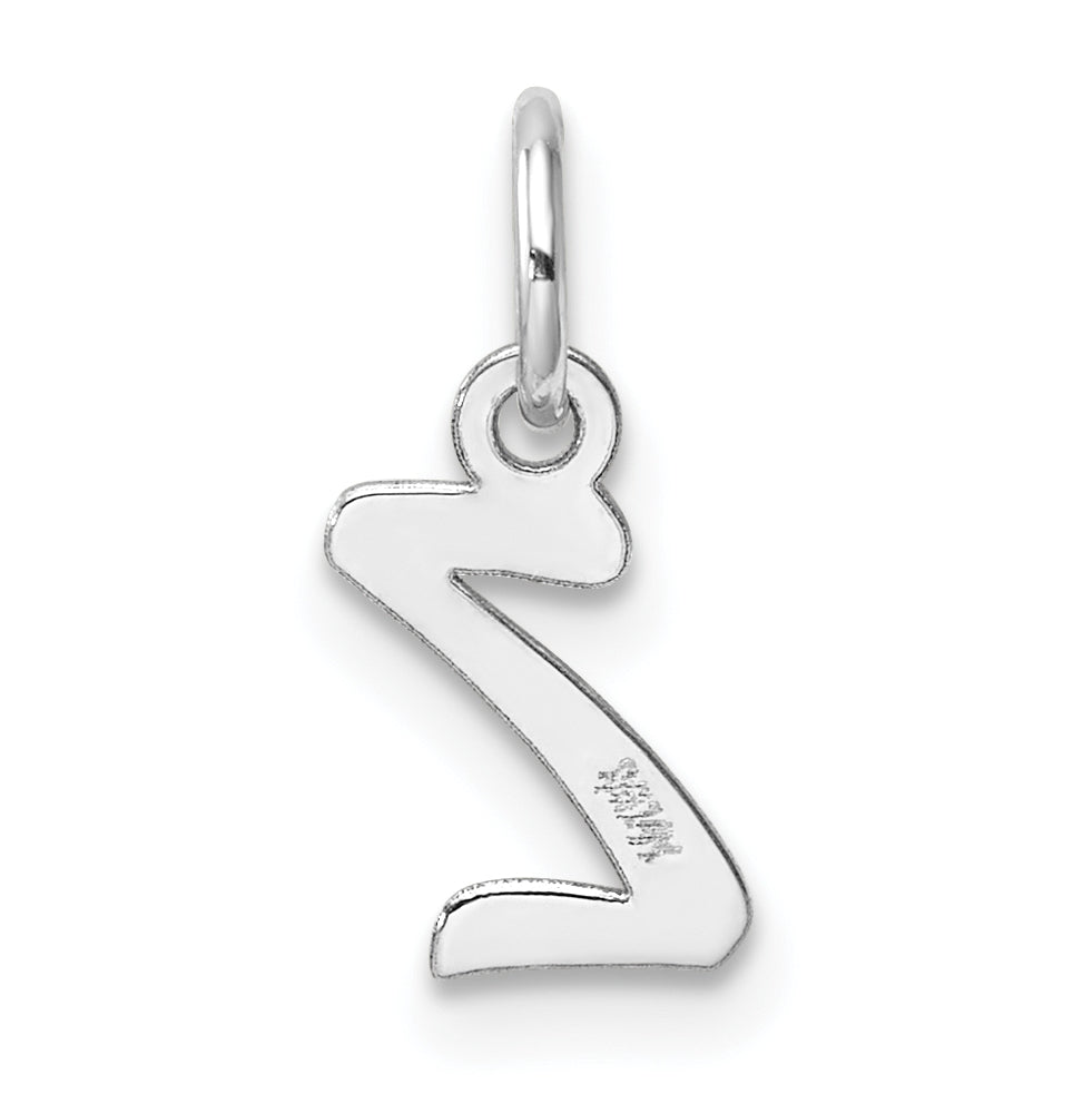 14k White Gold Small Script Letter Z Initial Charm