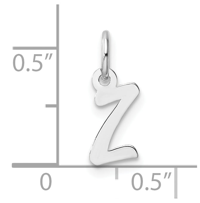 14k White Gold Small Script Letter Z Initial Charm
