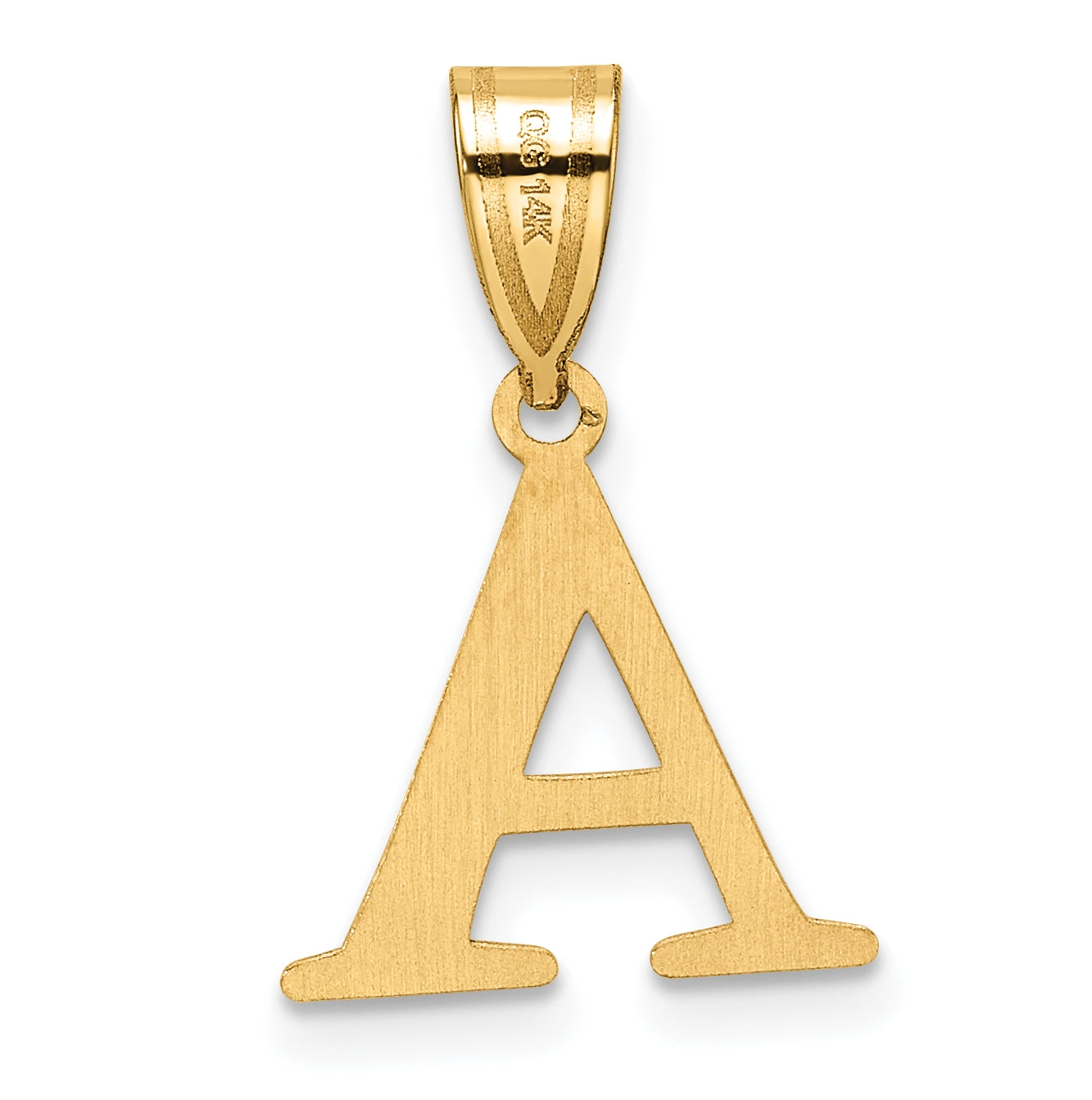 14K Yellow Gold Polished Etched Letter A Initial-Pendant