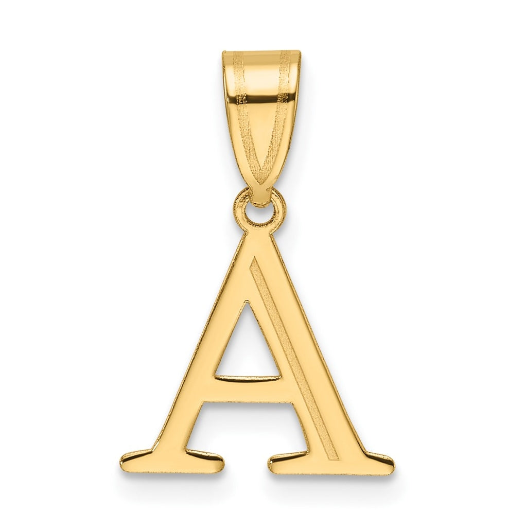 14K Yellow Gold Polished Etched Letter A Initial-Pendant