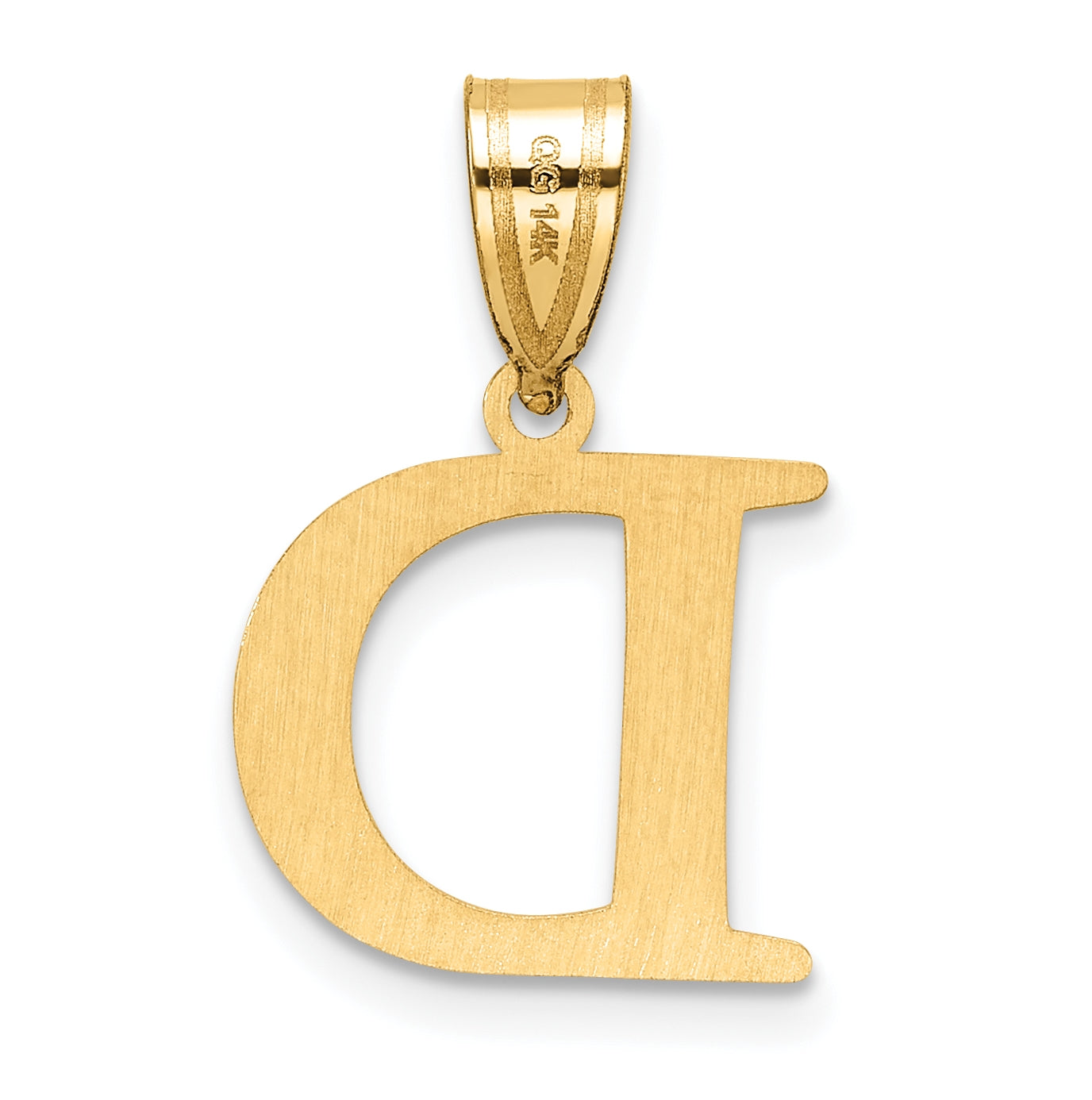 14K Yellow Gold Polished Etched Letter D Initial-Pendant