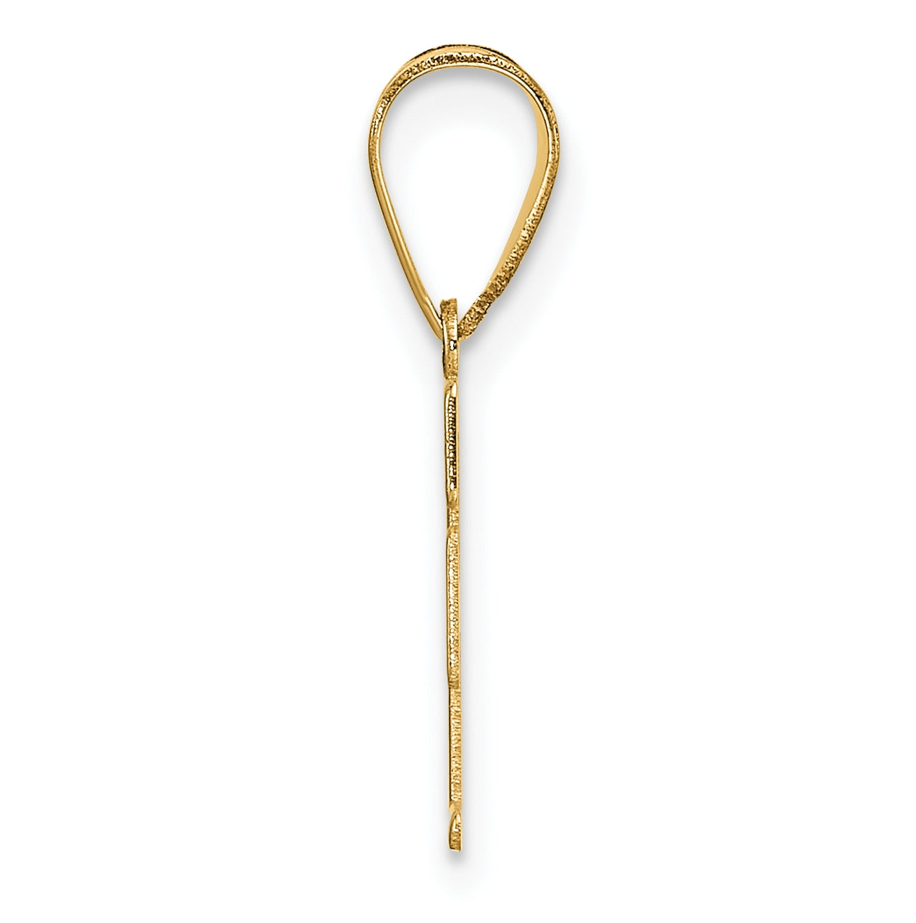14K Yellow Gold Polished Etched Letter F Initial-Pendant
