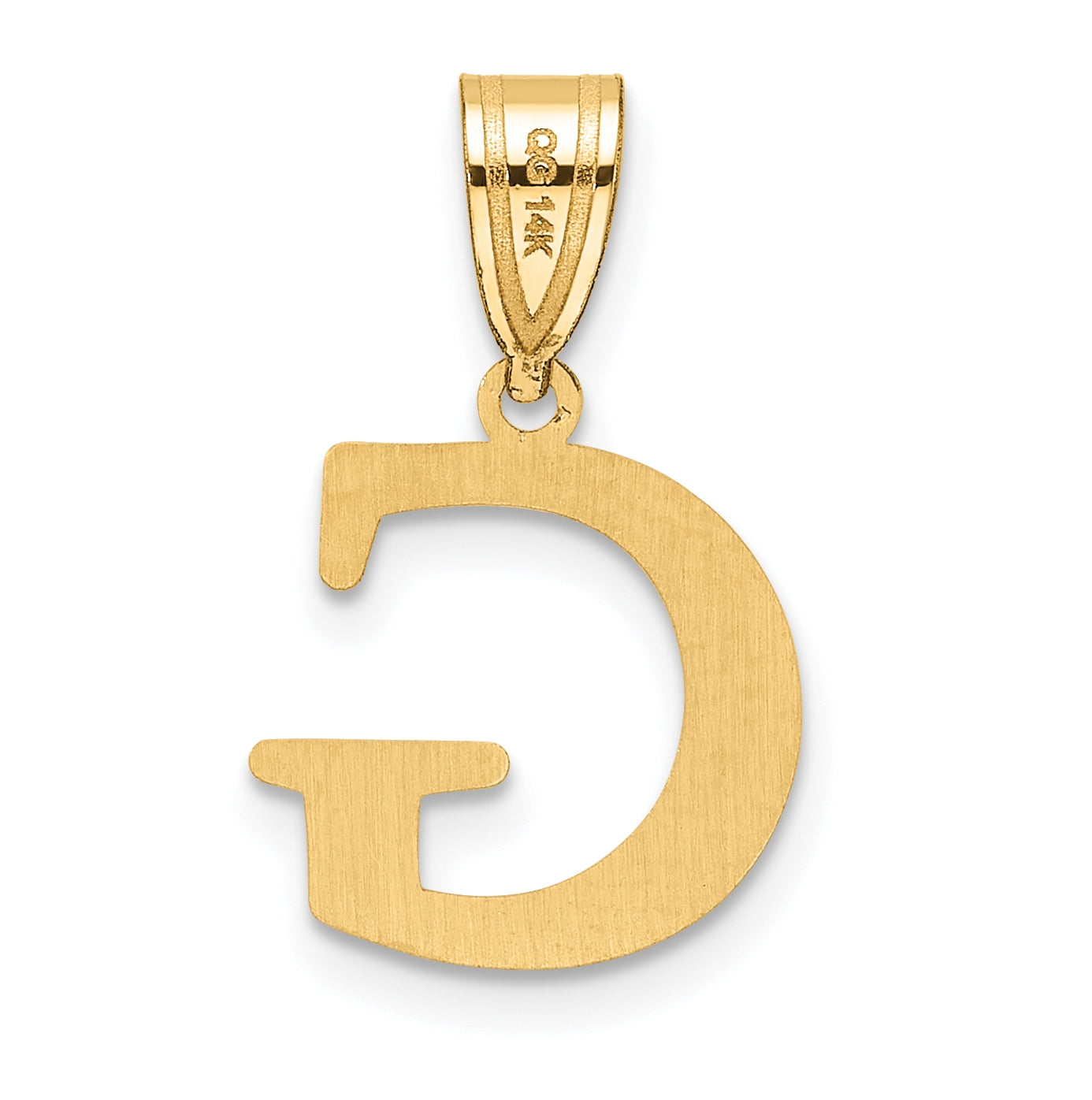 14K Yellow Gold Polished Etched Letter G Initial-Pendant