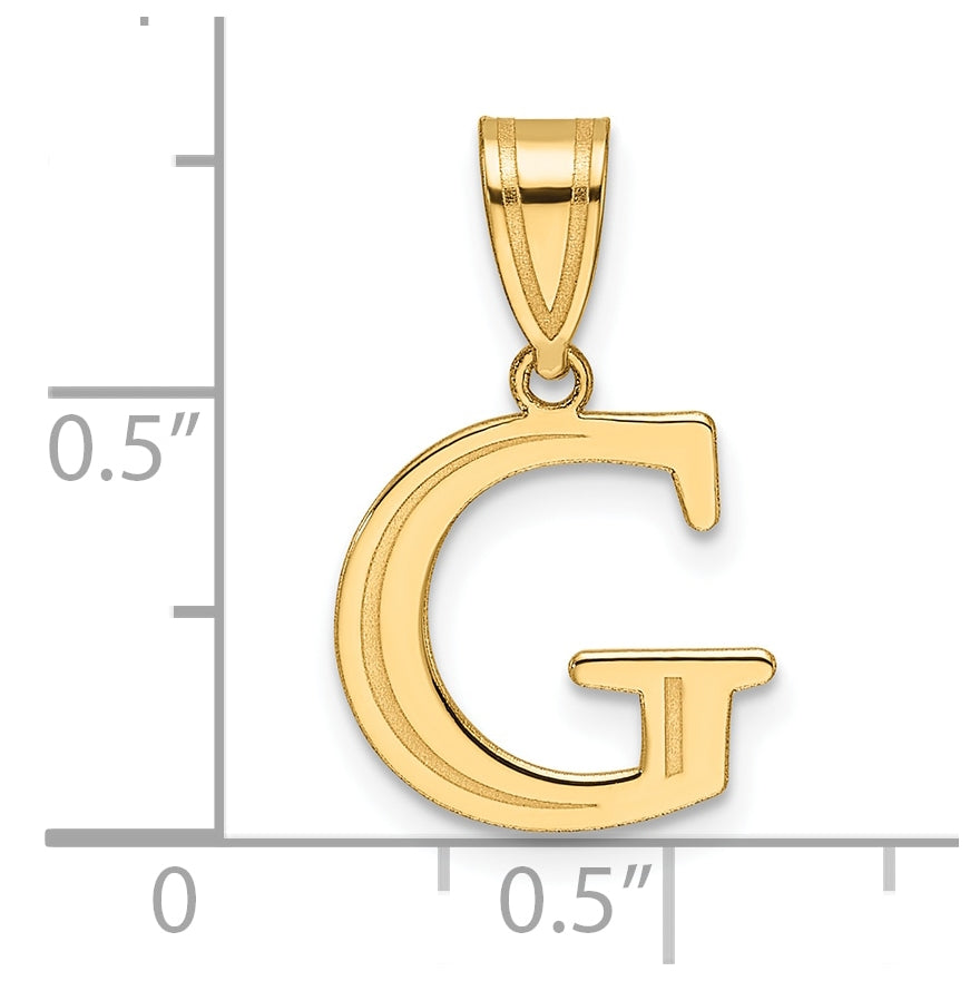 14K Yellow Gold Polished Etched Letter G Initial-Pendant