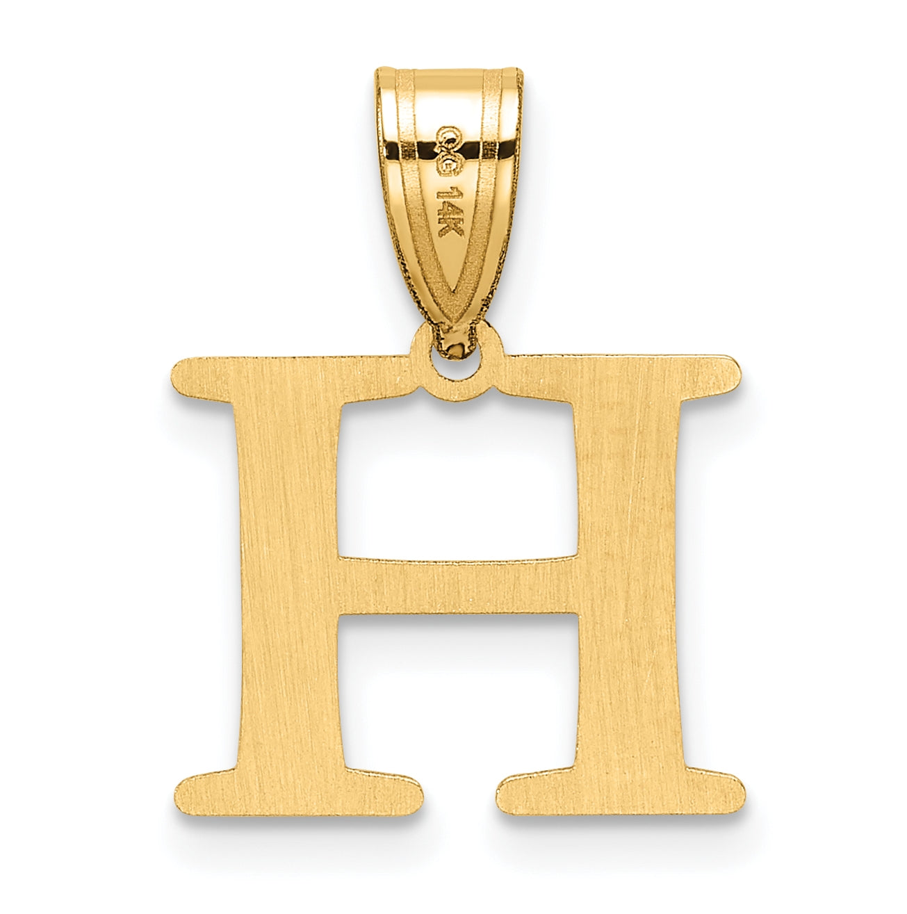 14K Yellow Gold Polished Etched Letter H Initial-Pendant