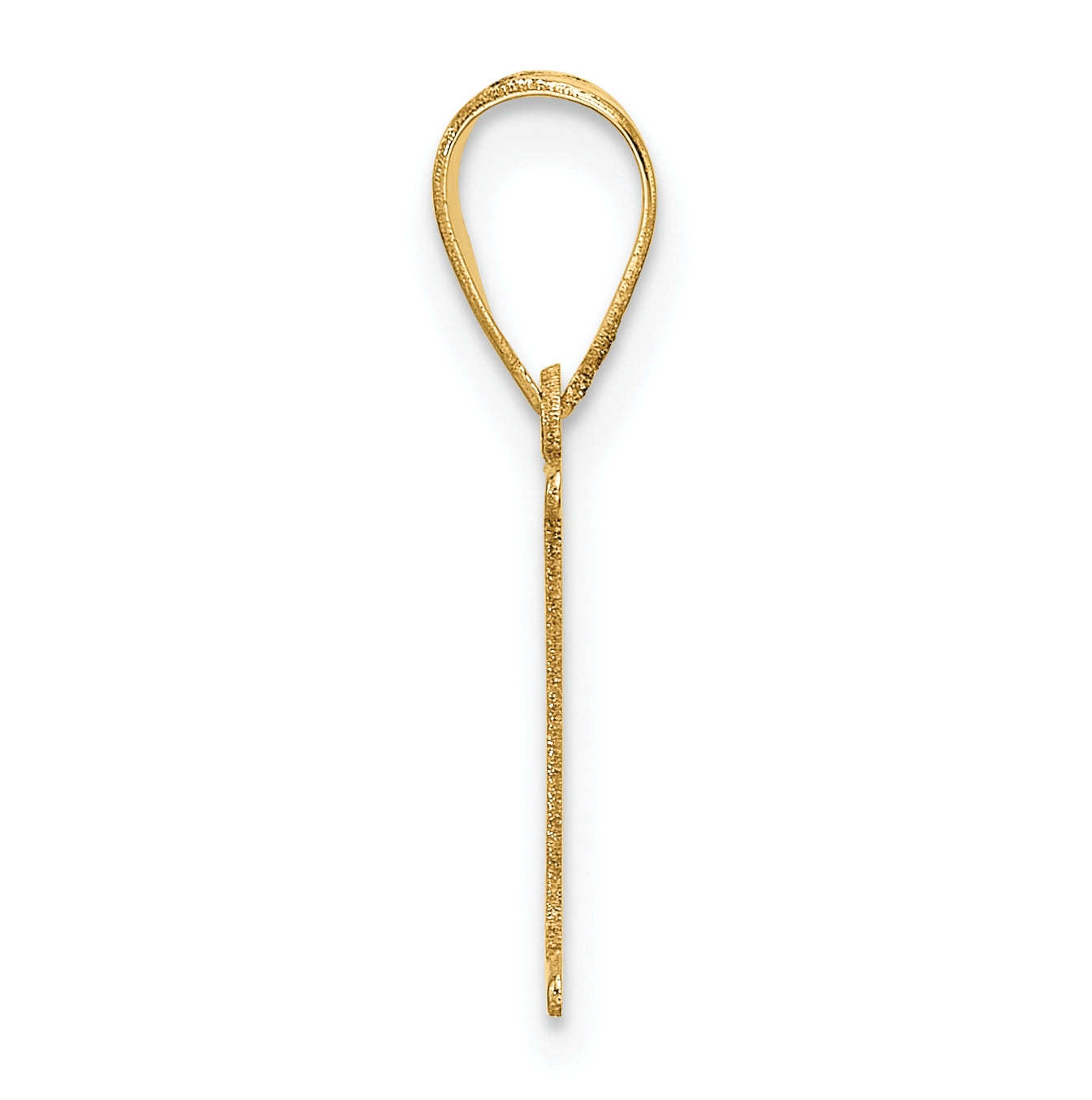 14K Yellow Gold Polished Etched Letter I Initial-Pendant