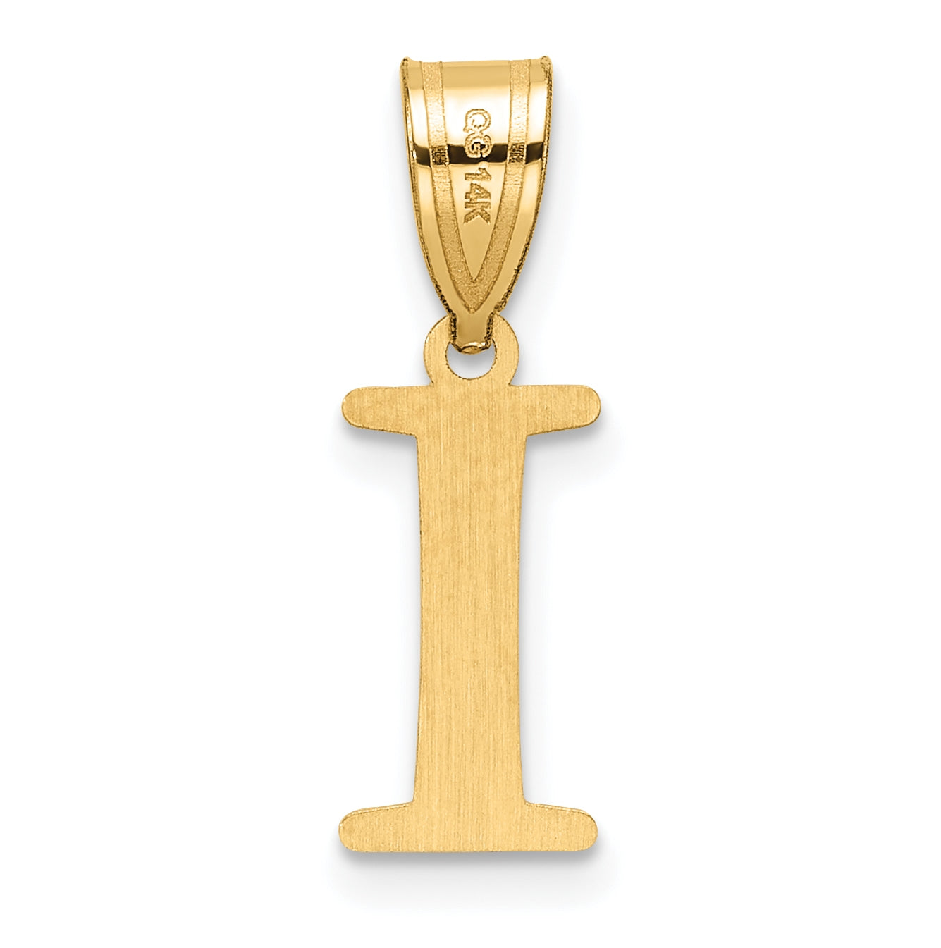 14K Yellow Gold Polished Etched Letter I Initial-Pendant