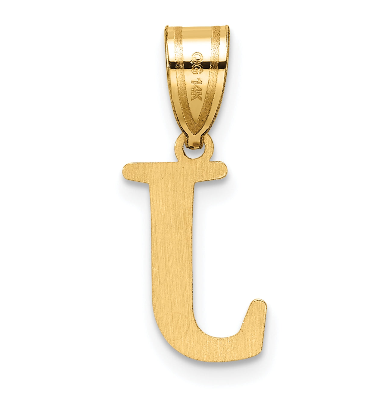 14K Yellow Gold Polished Etched Letter J Initial-Pendant