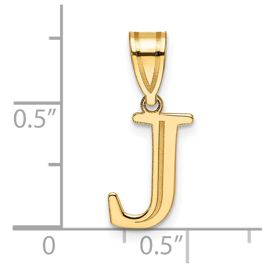 14K Yellow Gold Polished Etched Letter J Initial-Pendant