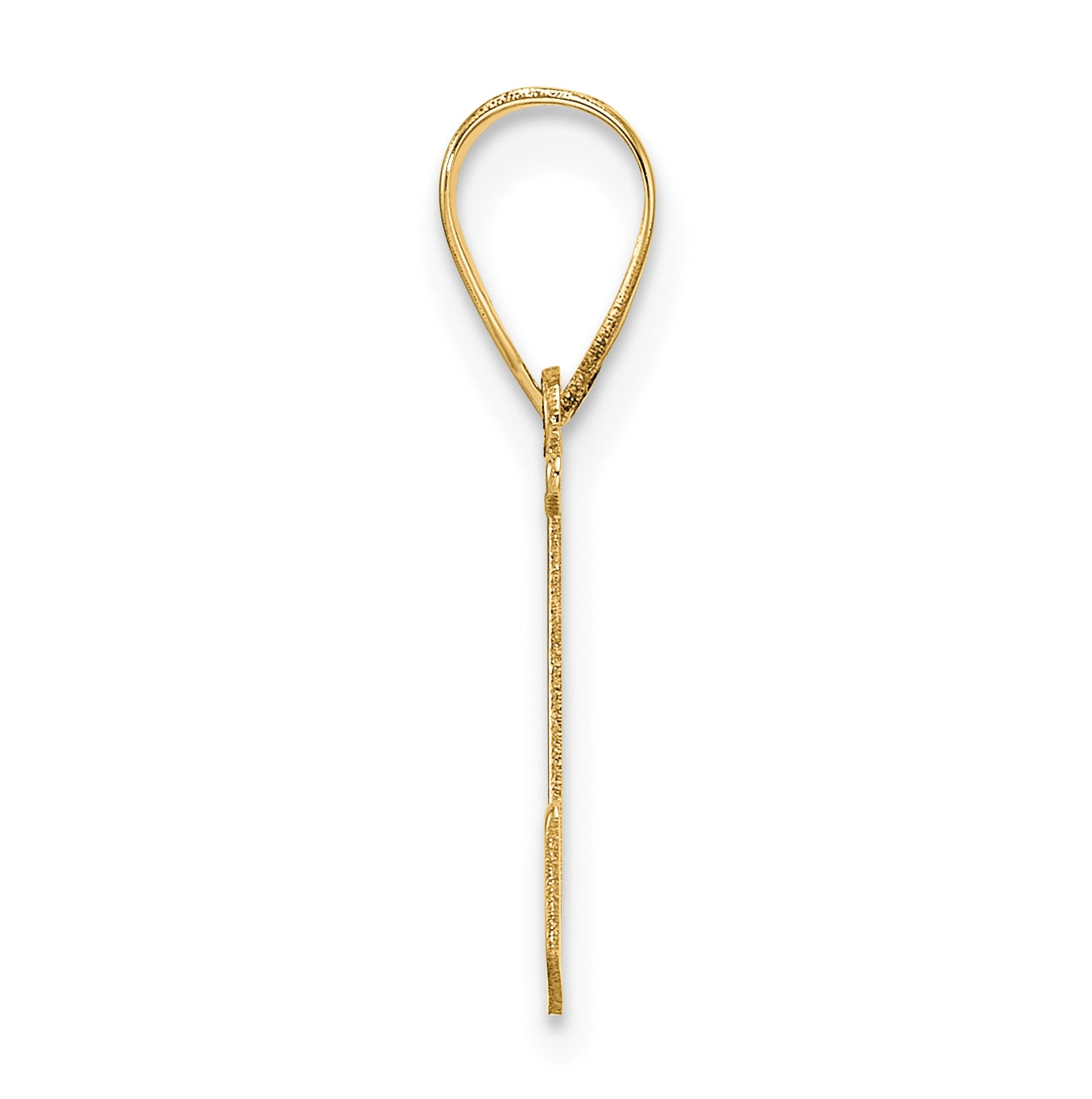 14K Yellow Gold Polished Etched Letter L Initial-Pendant