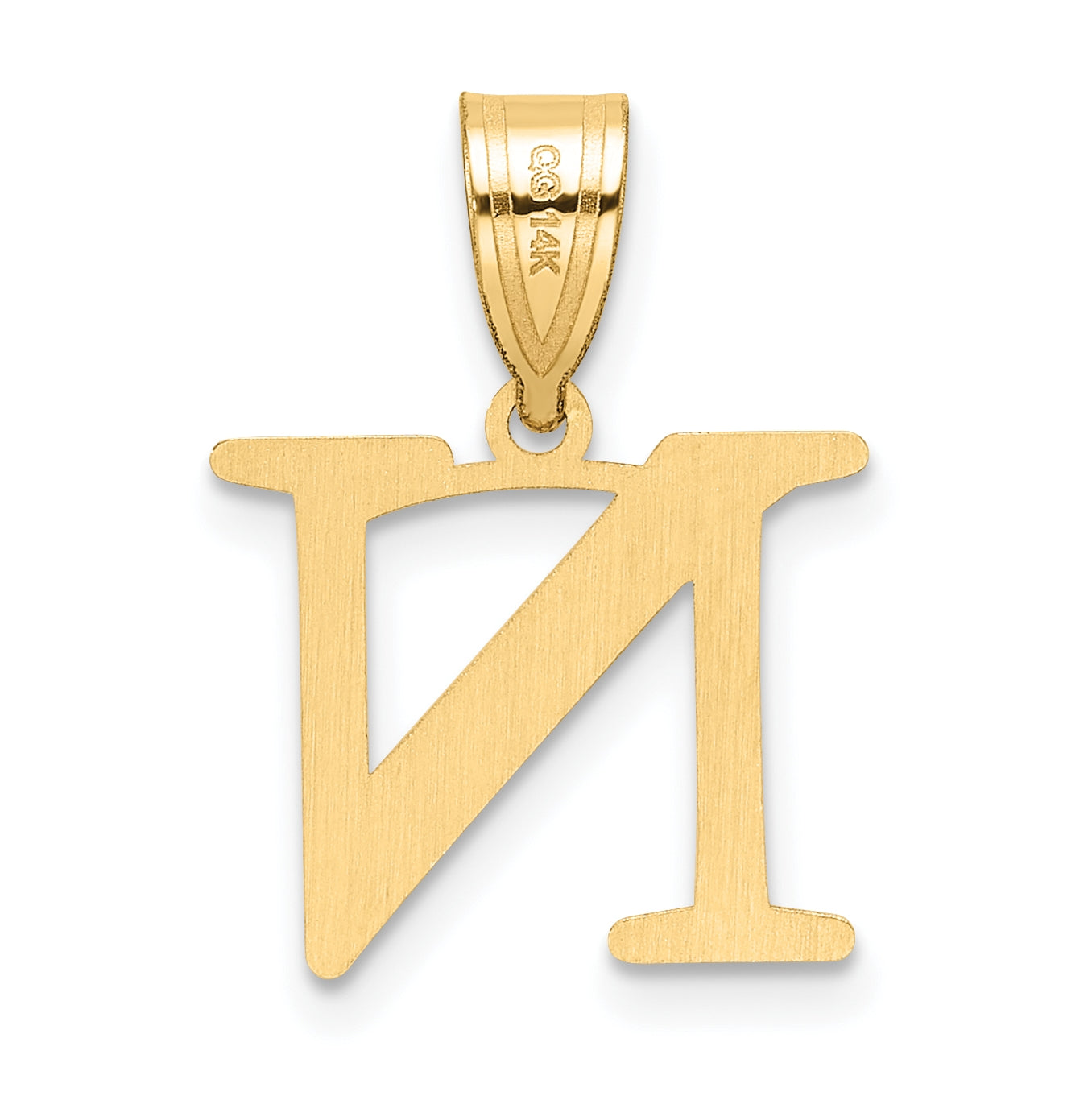 14K Yellow Gold Polished Etched Letter N Initial-Pendant