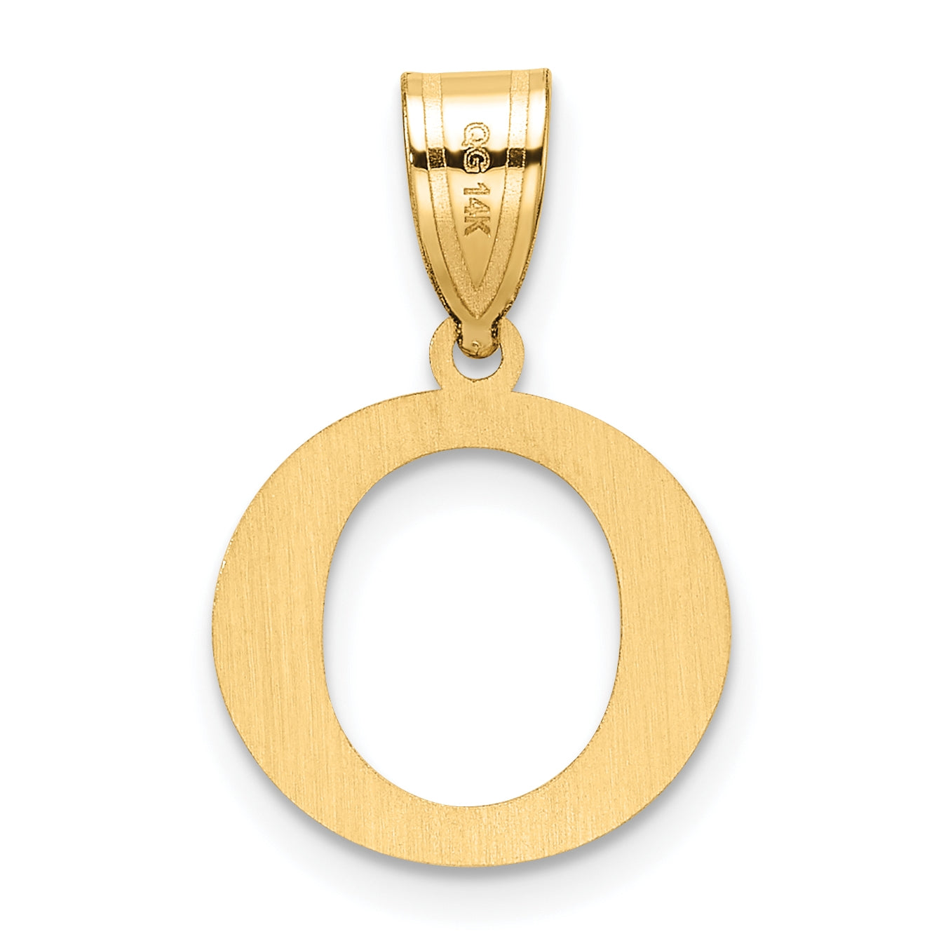 14K Yellow Gold Polished Etched Letter O Initial-Pendant