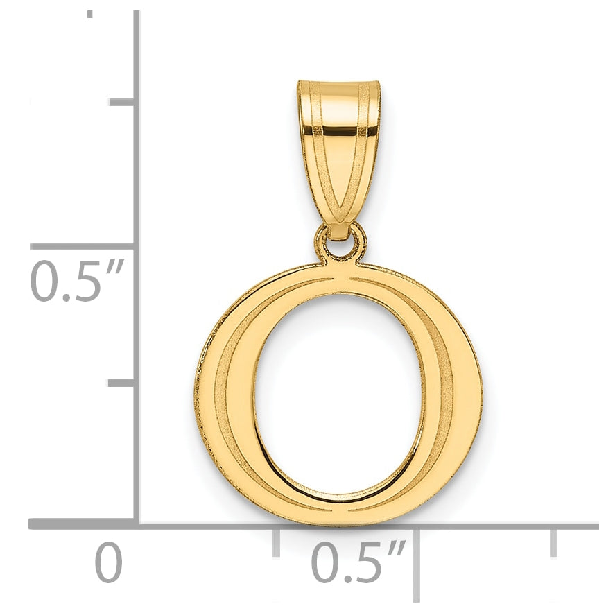 14K Yellow Gold Polished Etched Letter O Initial-Pendant