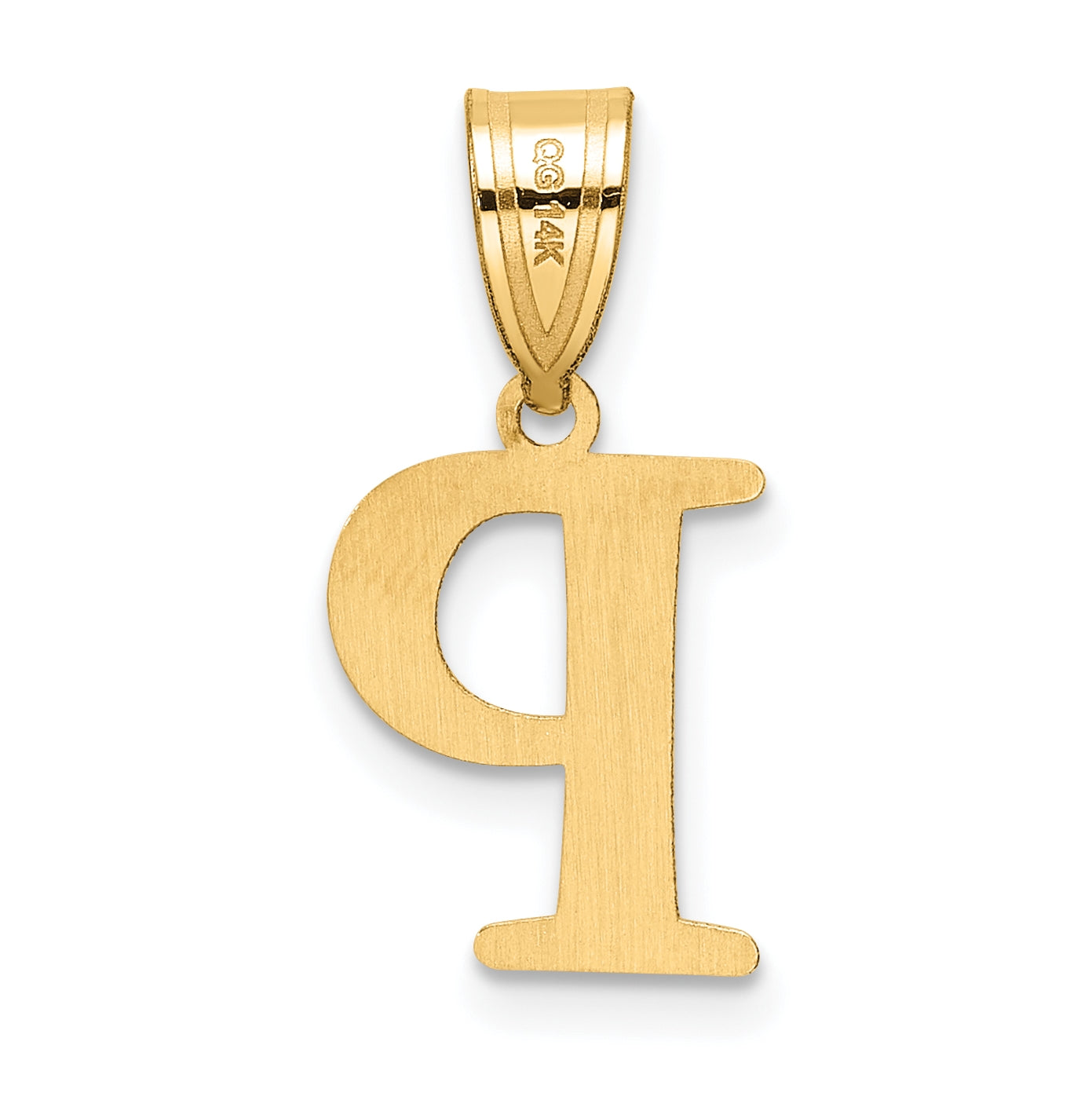 14K Yellow Gold Polished Etched Letter P Initial-Pendant