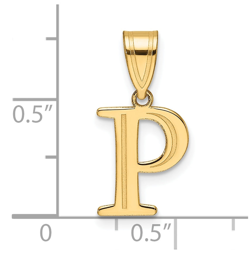 14K Yellow Gold Polished Etched Letter P Initial-Pendant