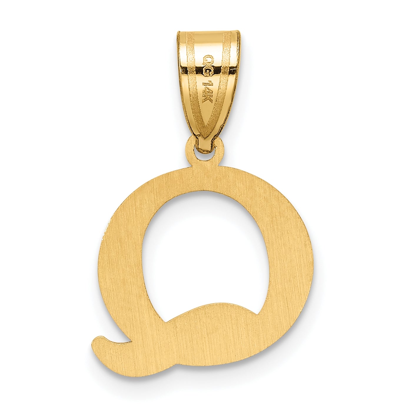 14K Yellow Gold Polished Etched Letter Q Initial-Pendant