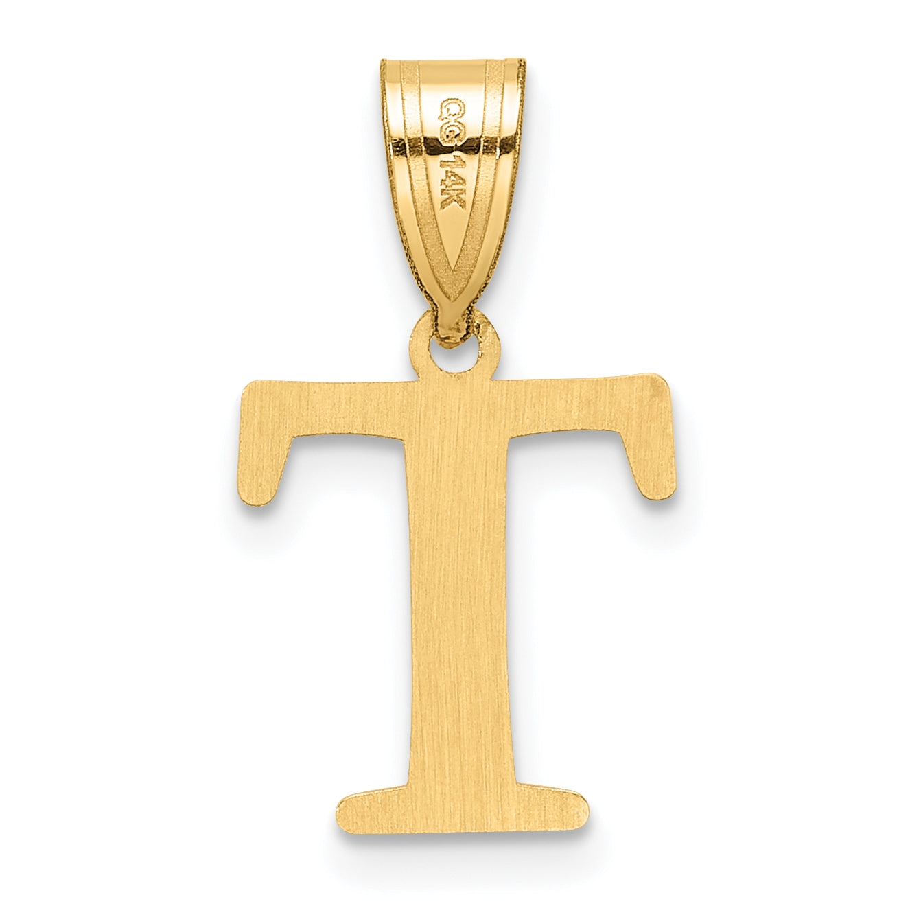 14K Yellow Gold Polished Etched Letter T Initial-Pendant