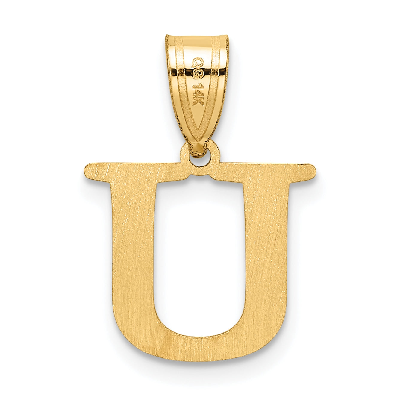14K Yellow Gold Polished Etched Letter U Initial-Pendant