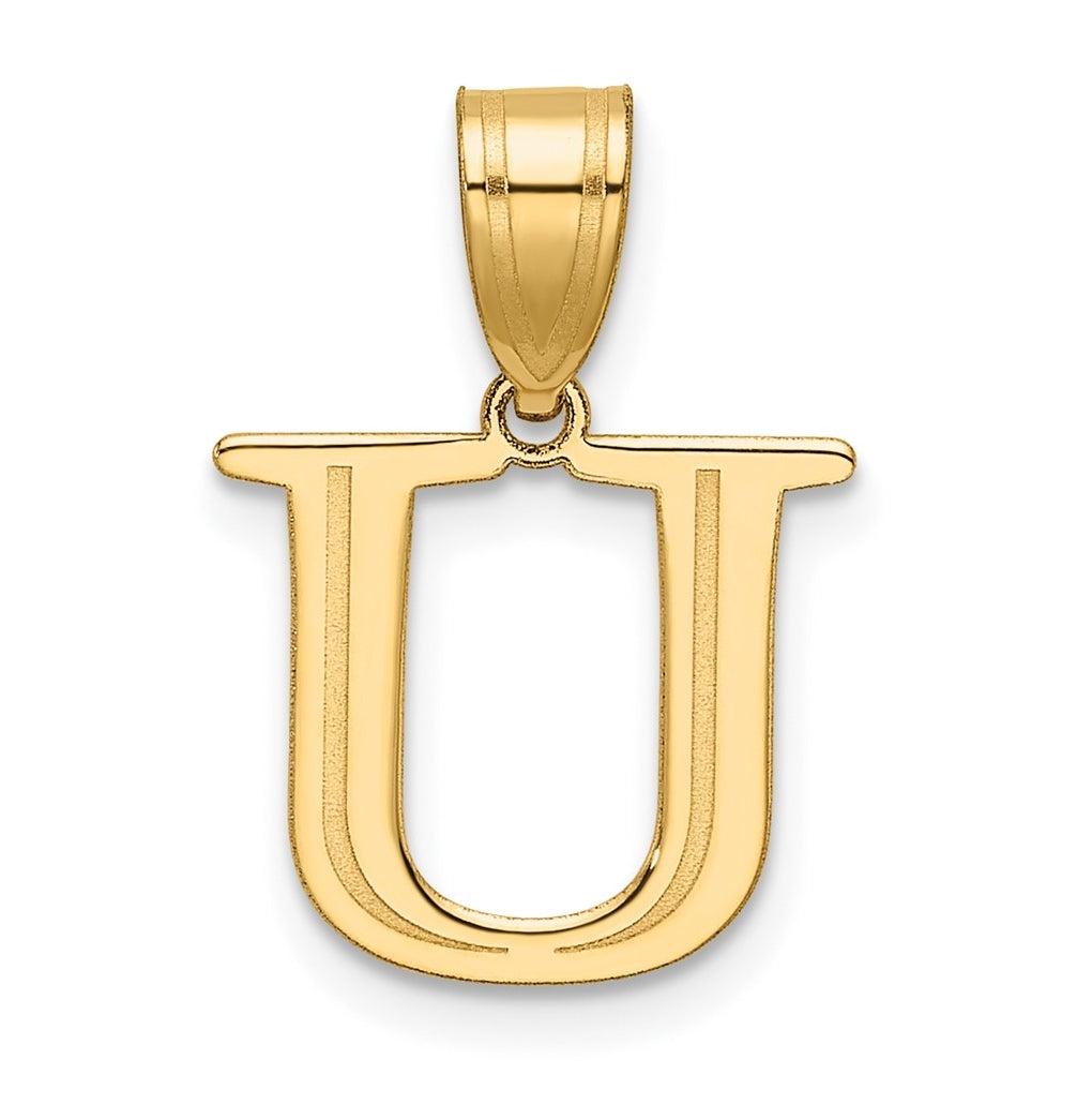 14K Yellow Gold Polished Etched Letter U Initial-Pendant