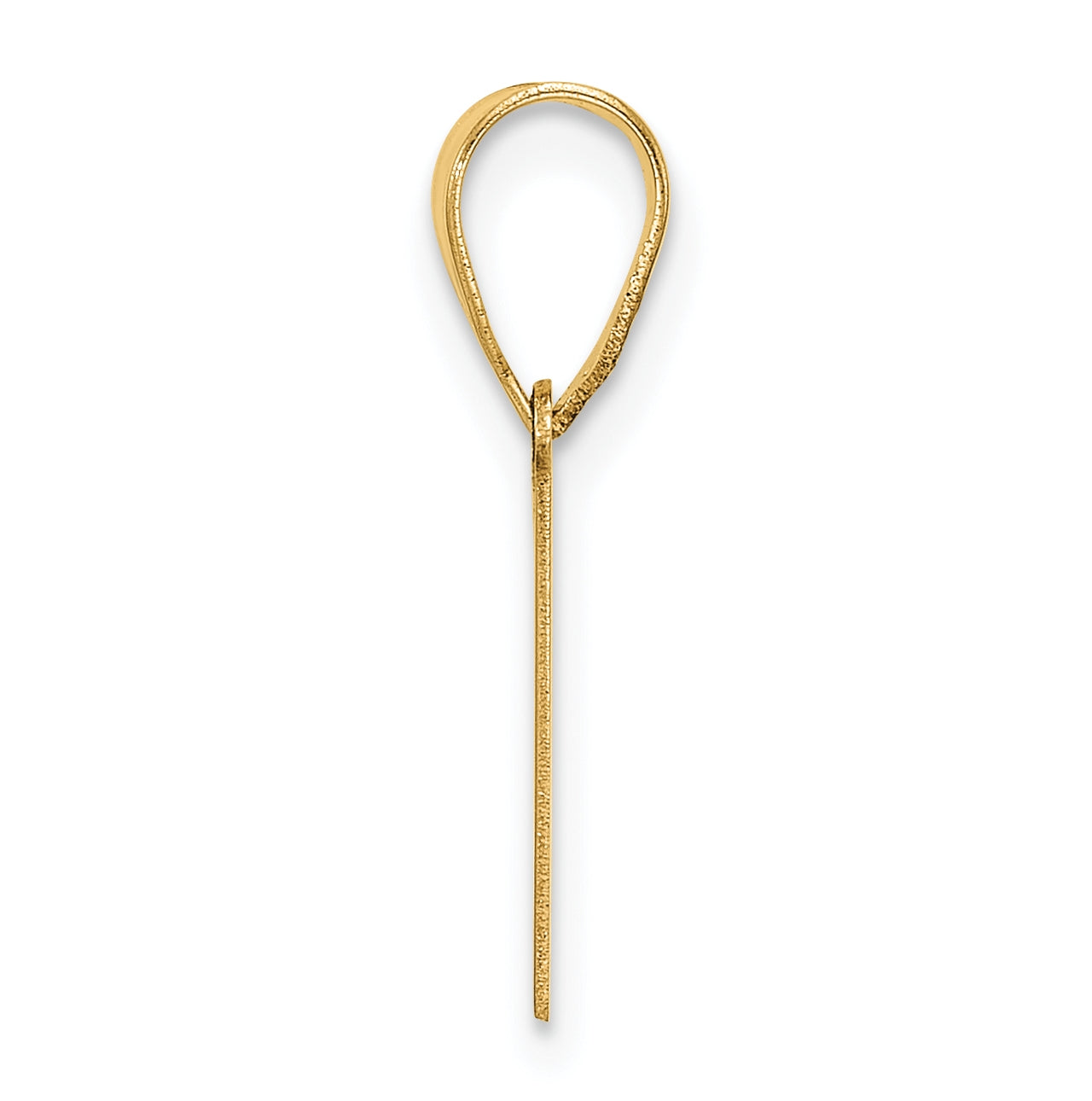 14K Yellow Gold Polished Etched Letter V Initial-Pendant