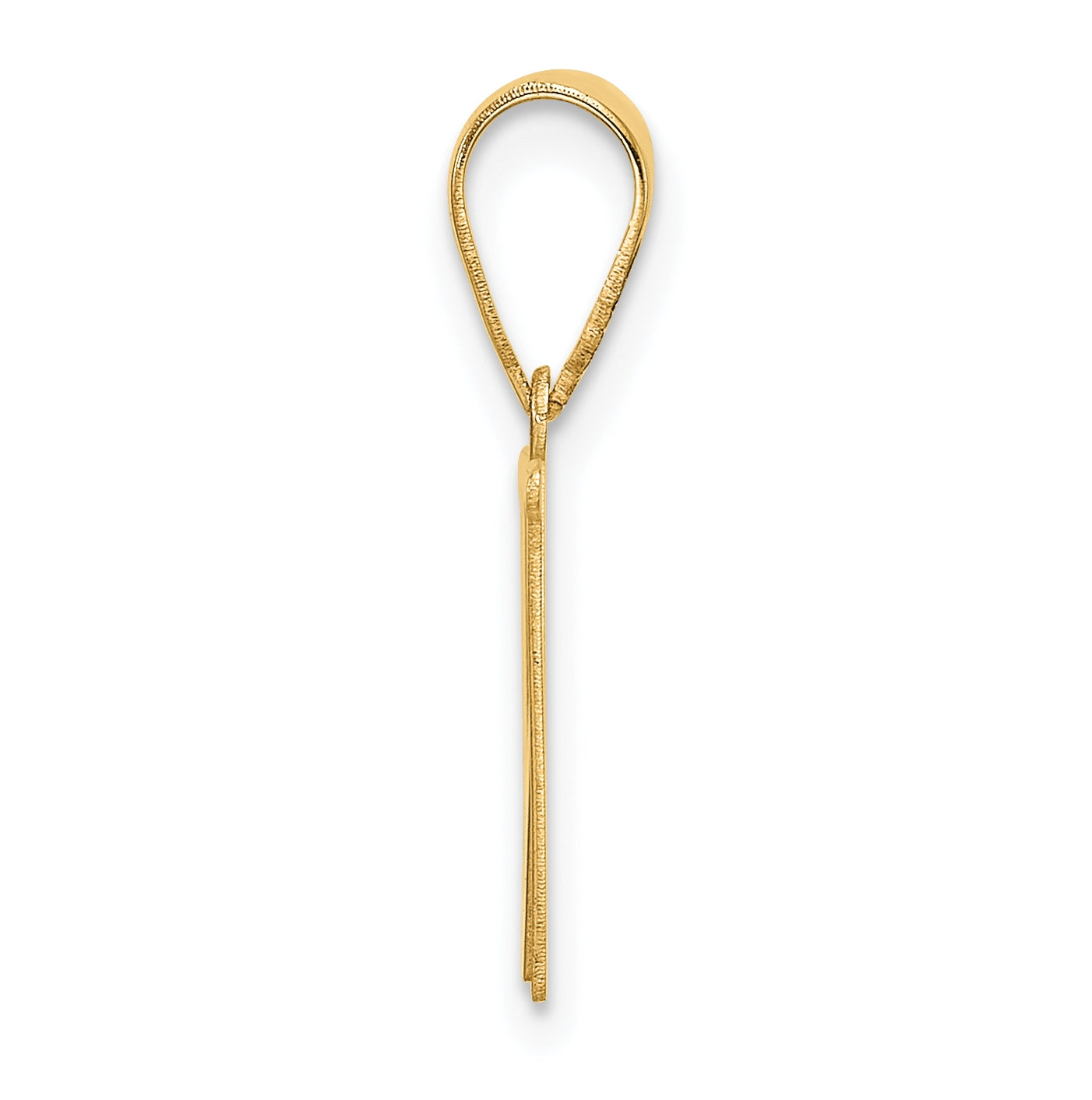 14K Yellow Gold Polished Etched Letter W Initial-Pendant