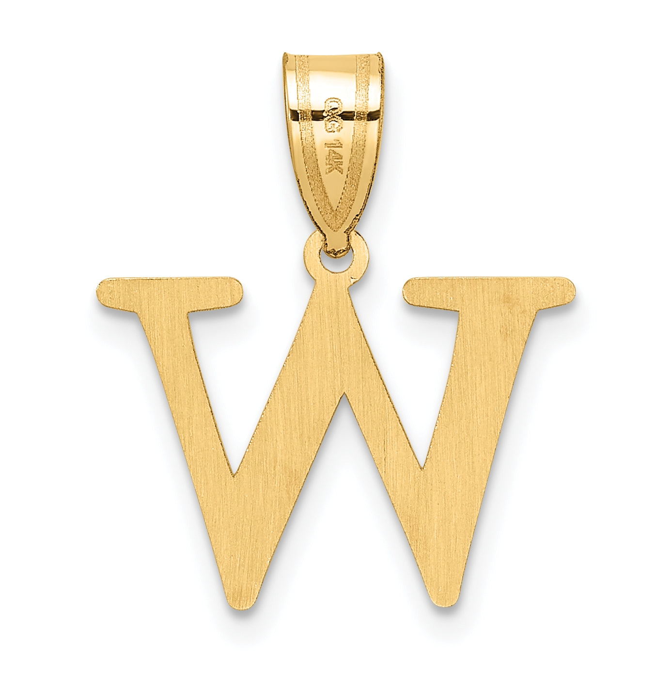 14K Yellow Gold Polished Etched Letter W Initial-Pendant
