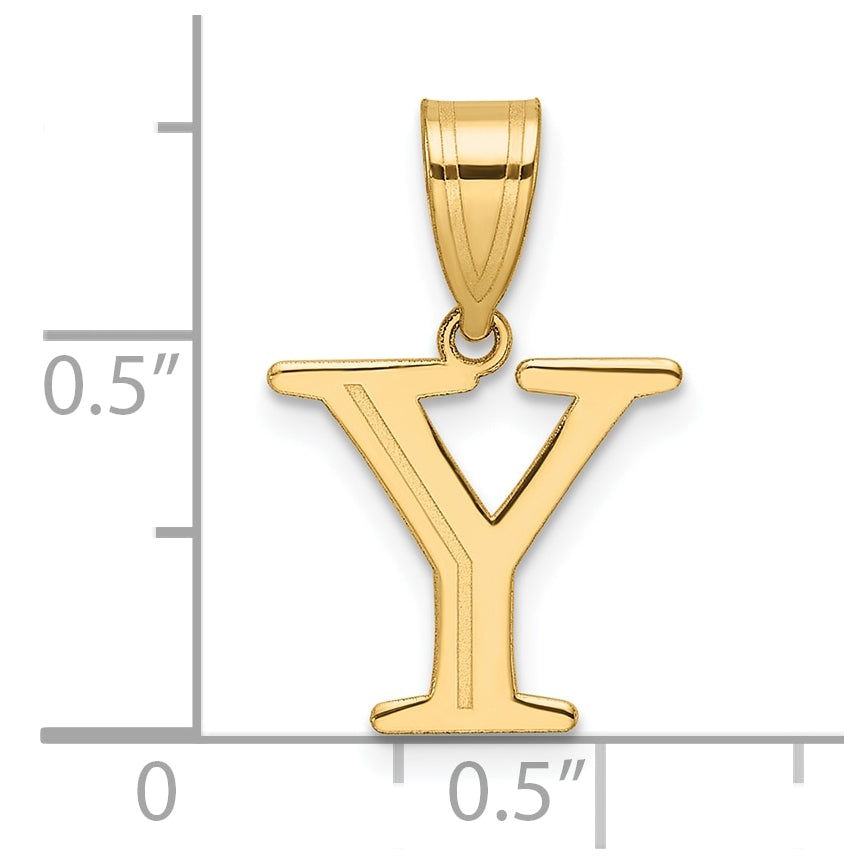 14K Yellow Gold Polished Etched Letter Y Initial-Pendant