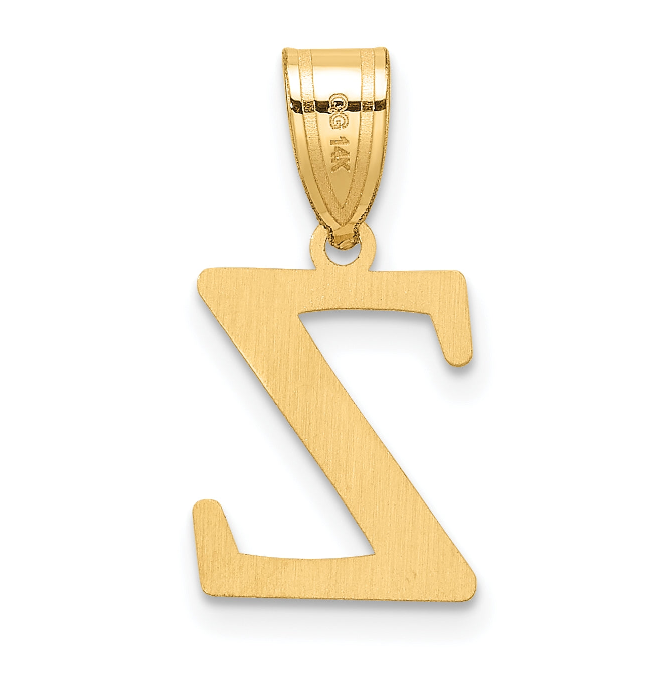 14K Yellow Gold Polished Etched Letter Z Initial-Pendant