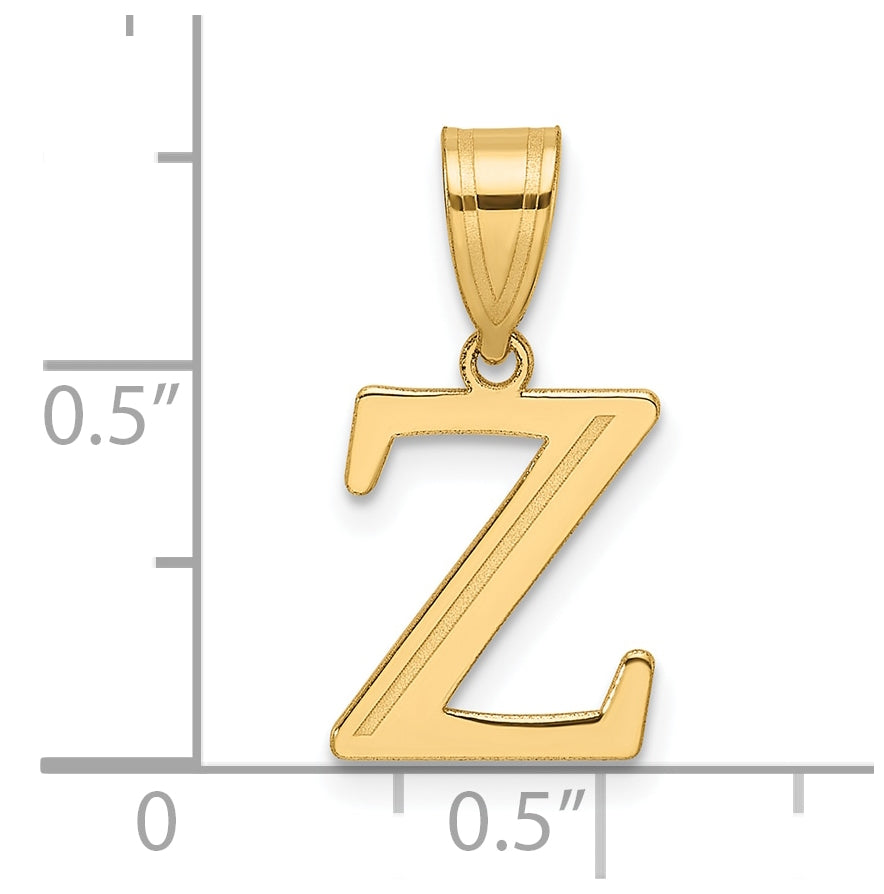 14K Yellow Gold Polished Etched Letter Z Initial-Pendant