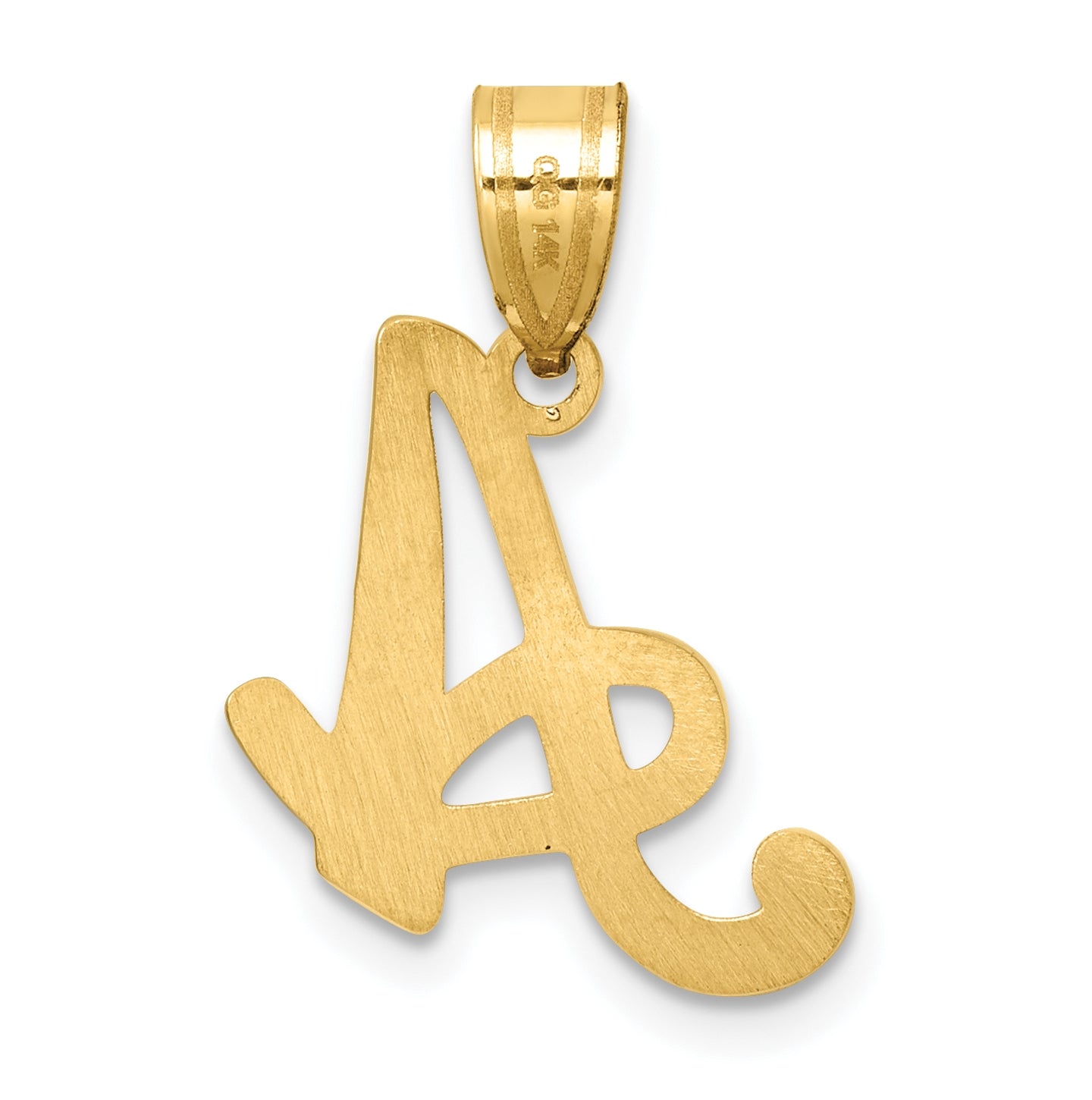 14K Yellow Gold Script Letter A Initial Pendant