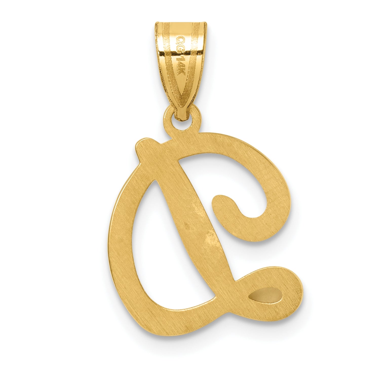 14K Yellow Gold Script Letter D Initial Pendant