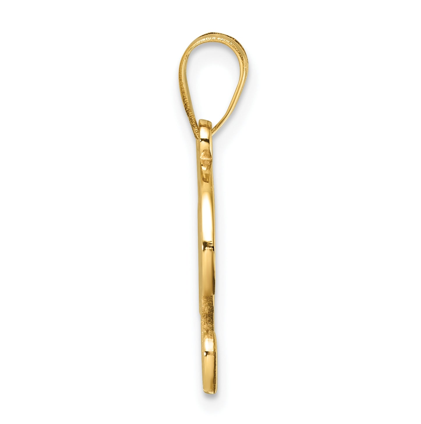 14K Yellow Gold Script Letter F Initial Pendant