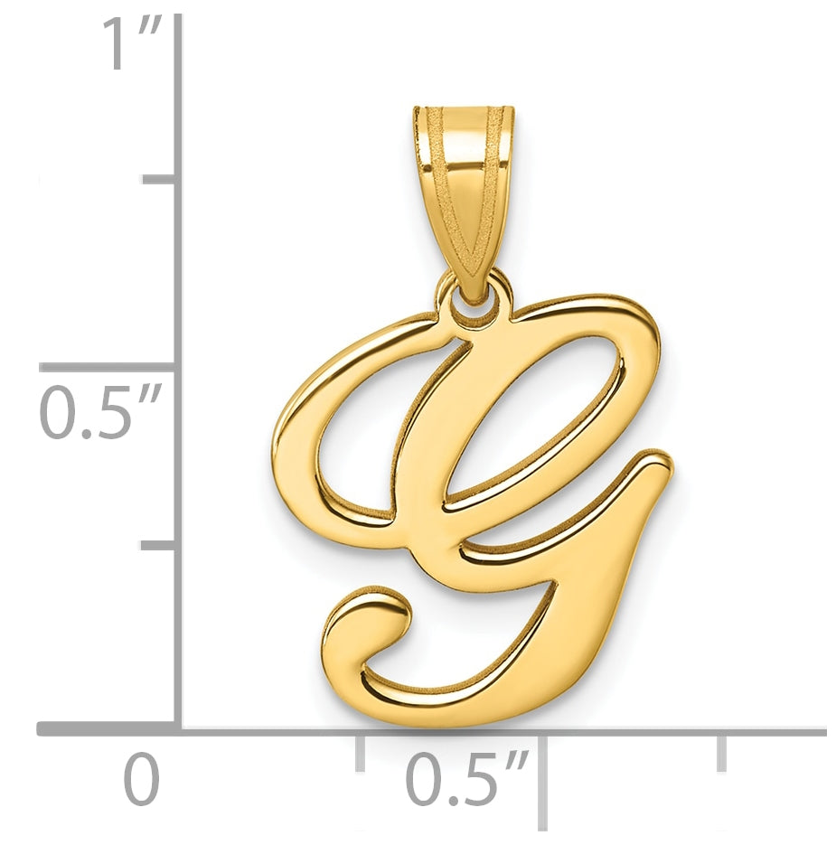 14K Yellow Gold Script Letter G Initial Pendant