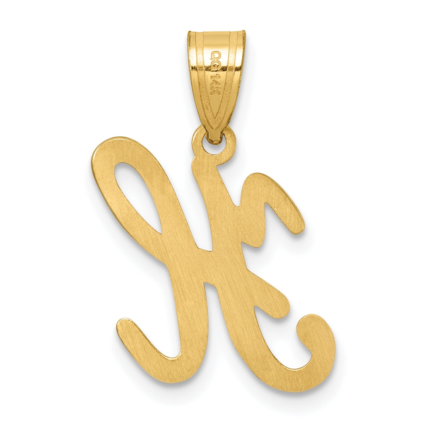 14K Yellow Gold Script Letter H Initial Pendant