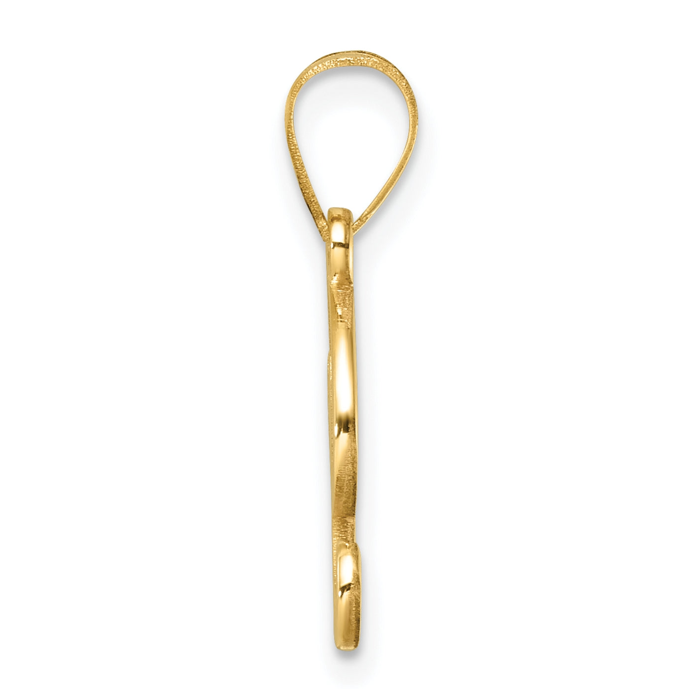 14K Yellow Gold Script Letter I Initial Pendant