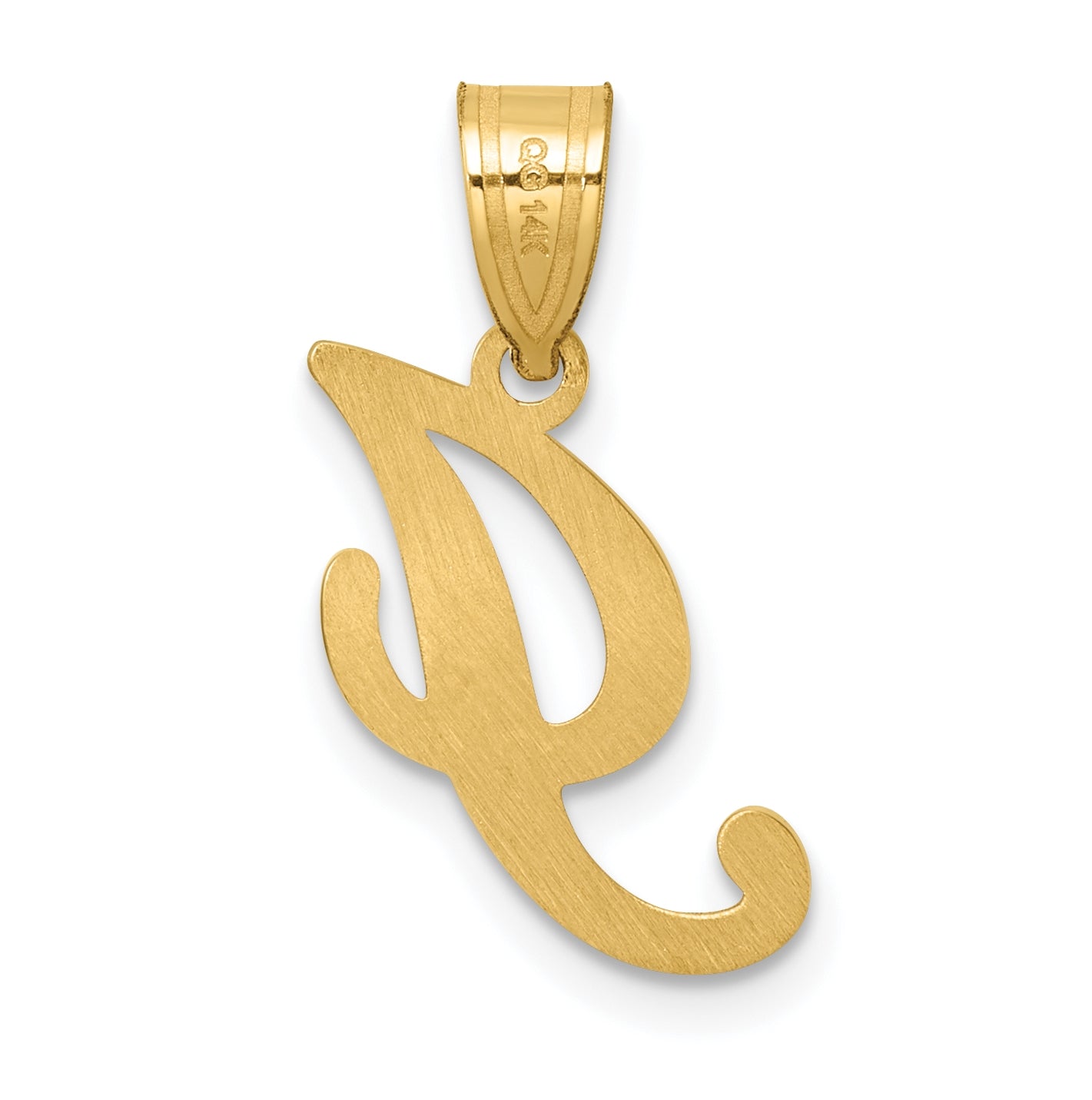 14K Yellow Gold Script Letter I Initial Pendant