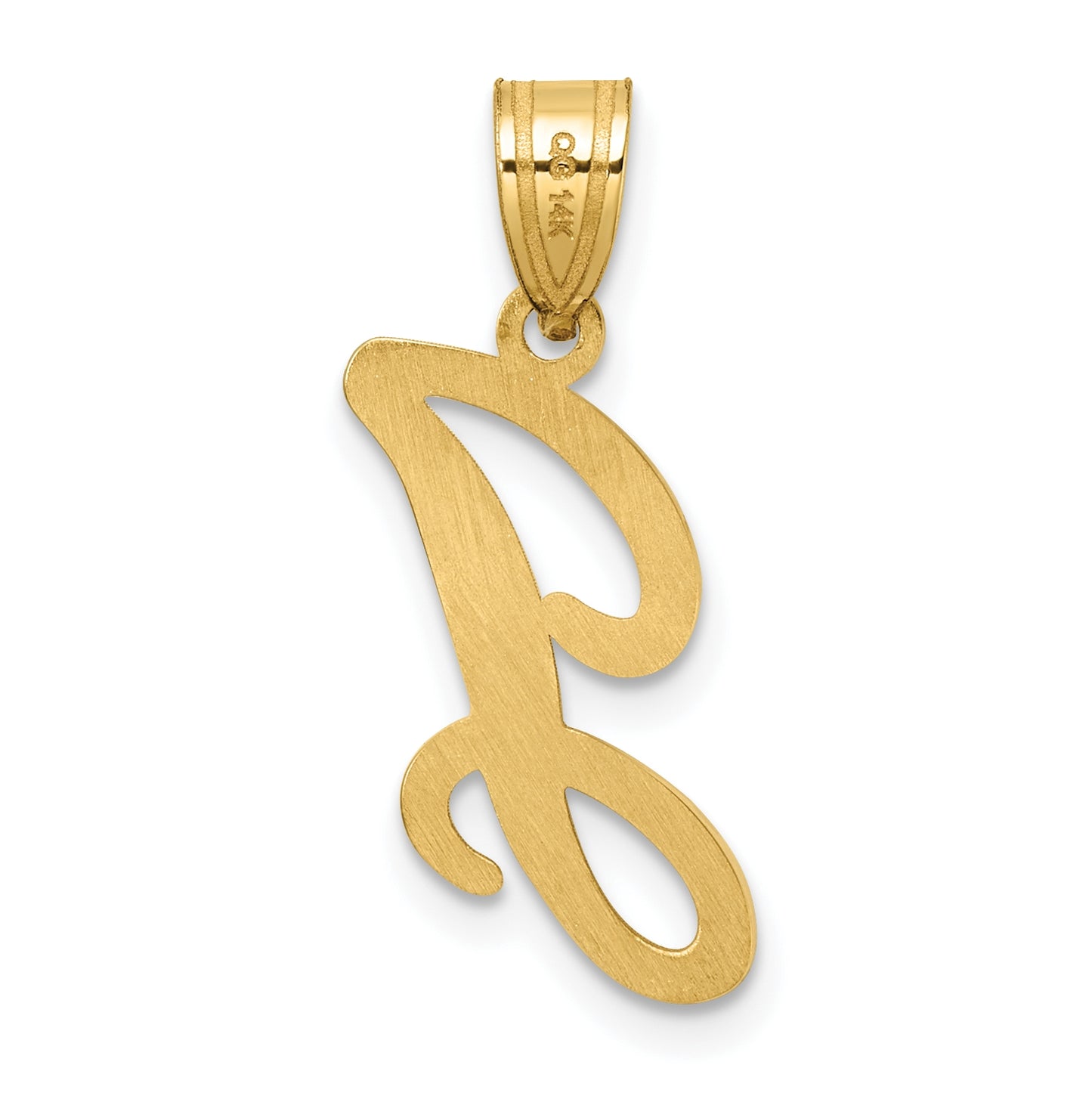 14K Yellow Gold Script Letter J Initial Pendant