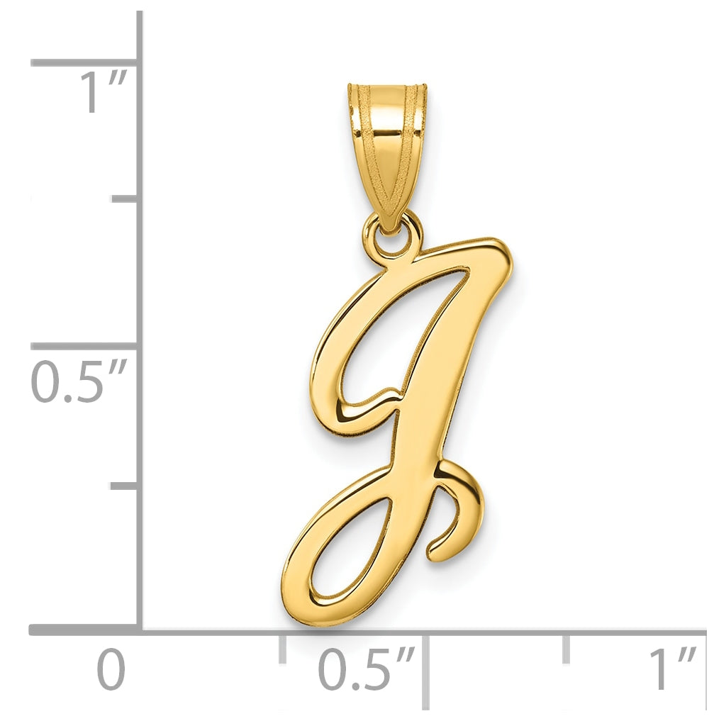14K Yellow Gold Script Letter J Initial Pendant