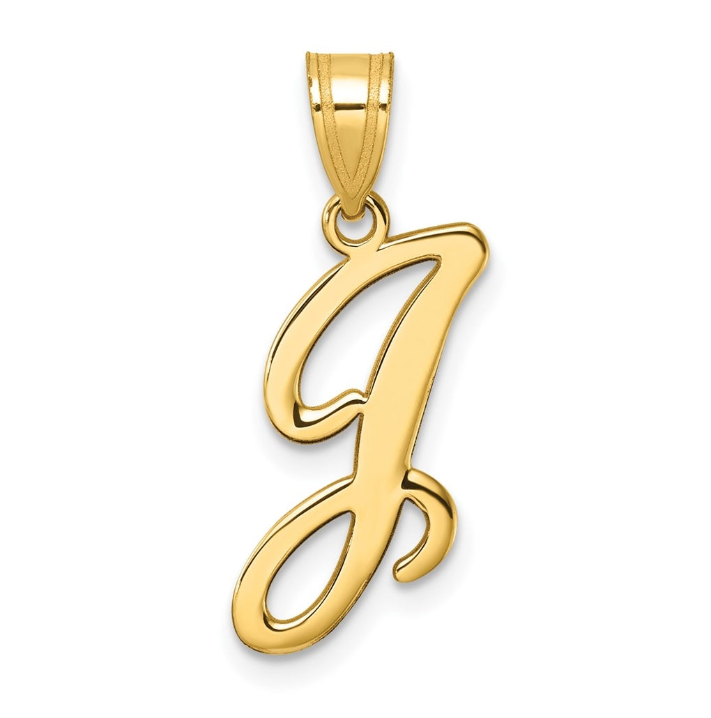 14K Yellow Gold Script Letter J Initial Pendant