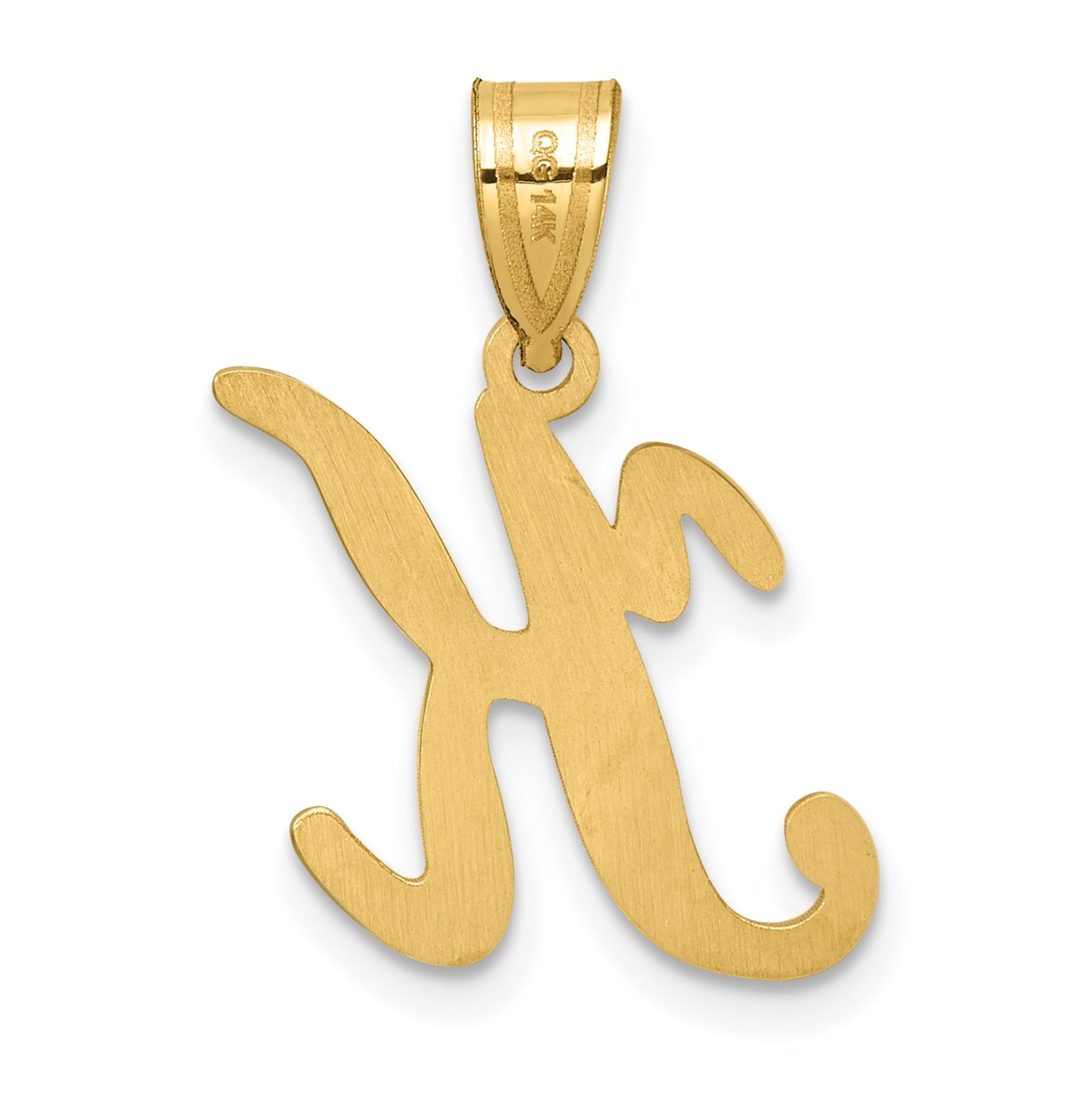 14K Yellow Gold Script Letter K Initial Pendant