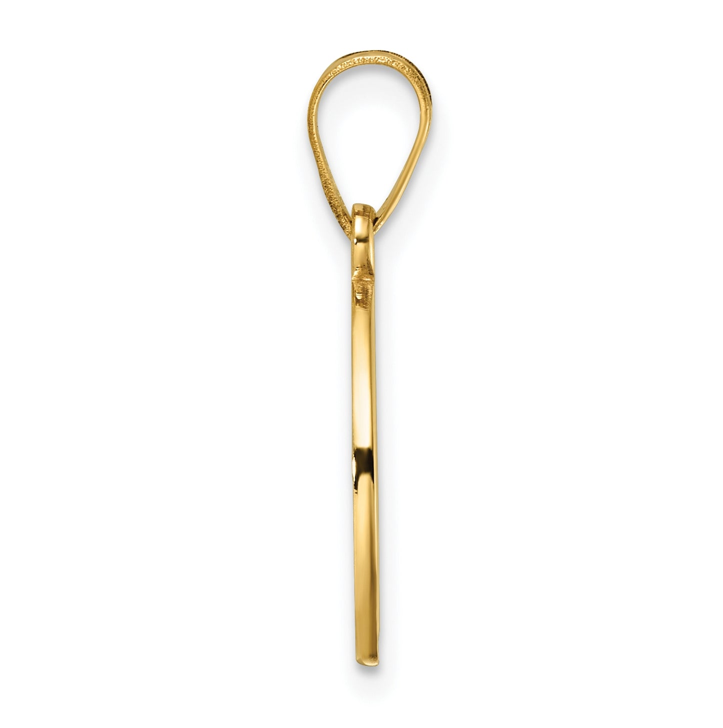 14K Yellow Gold Script Letter O Initial Pendant