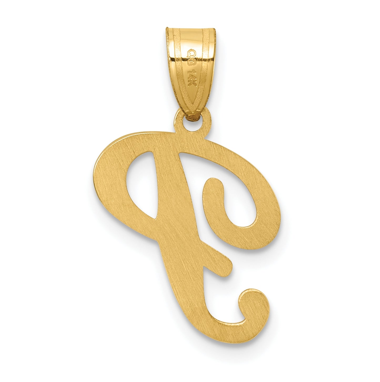 14K Yellow Gold Script Letter P Initial Pendant