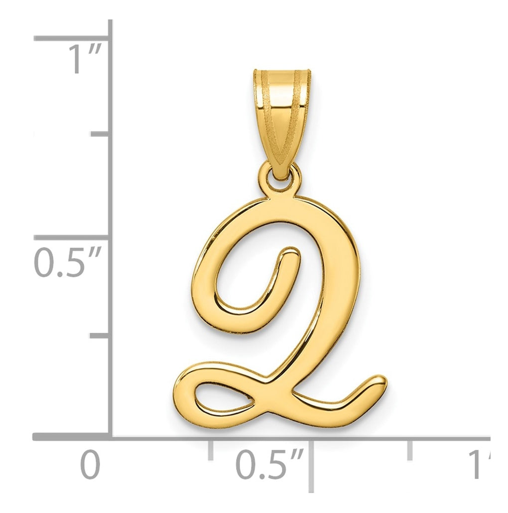 14k Yellow Gold Script Letter Initial Pendant