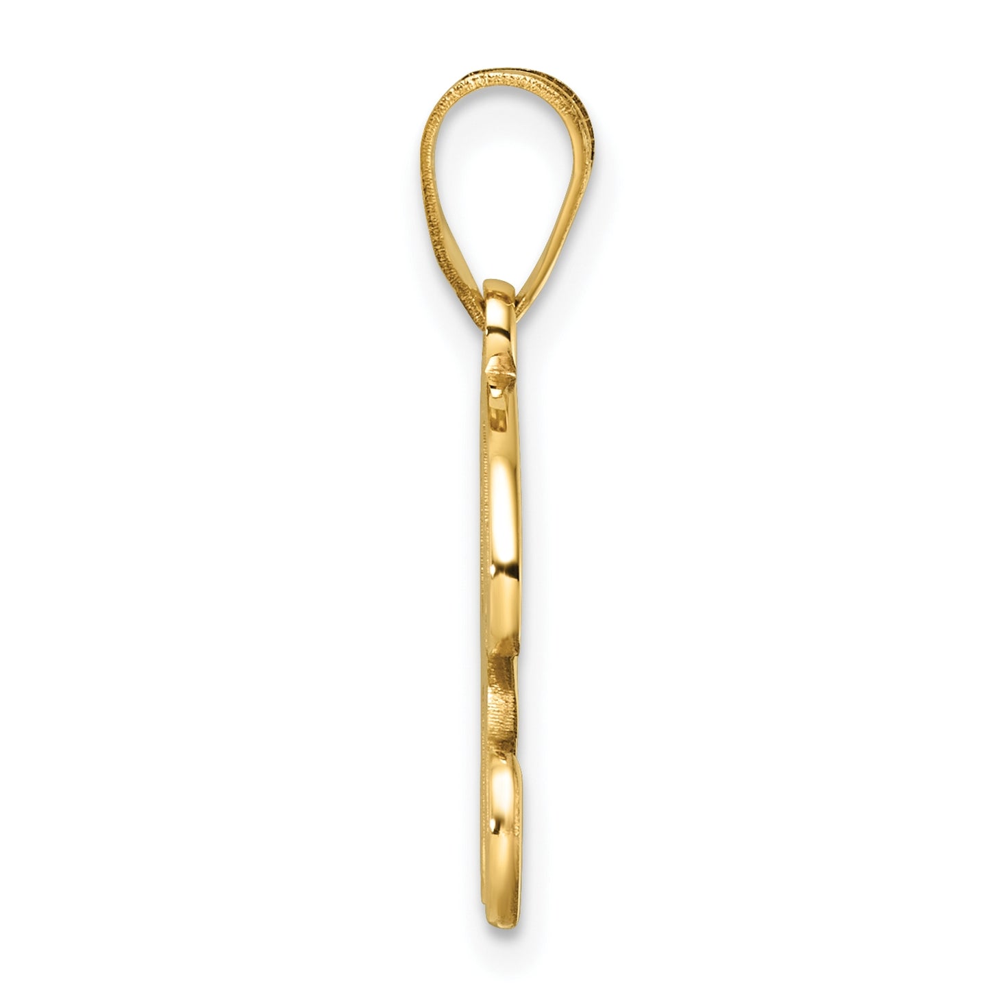 14K Yellow Gold Script Letter R Initial Pendant