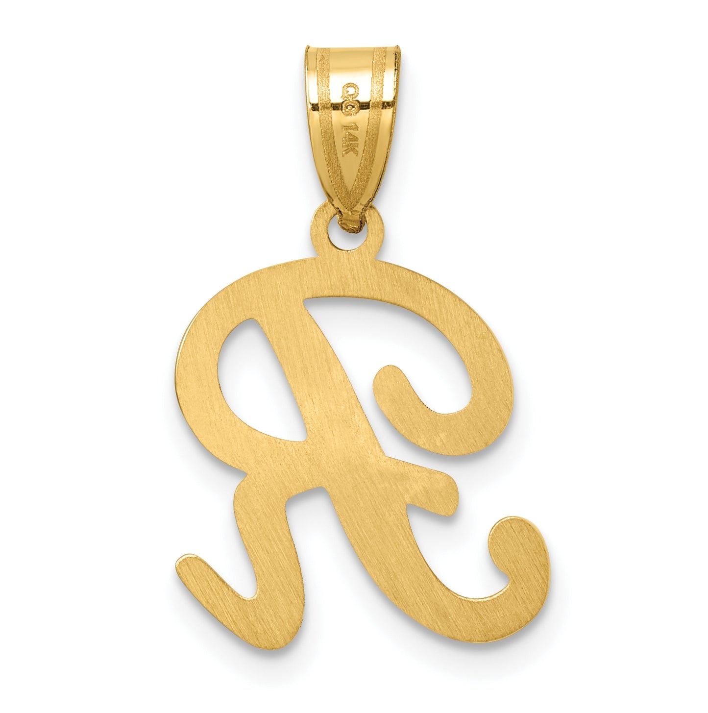 14K Yellow Gold Script Letter R Initial Pendant
